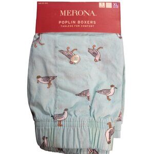 Merona Size XL 40 42 Poplin Boxers Cotton Seagull Bird Print Tagless NEW
